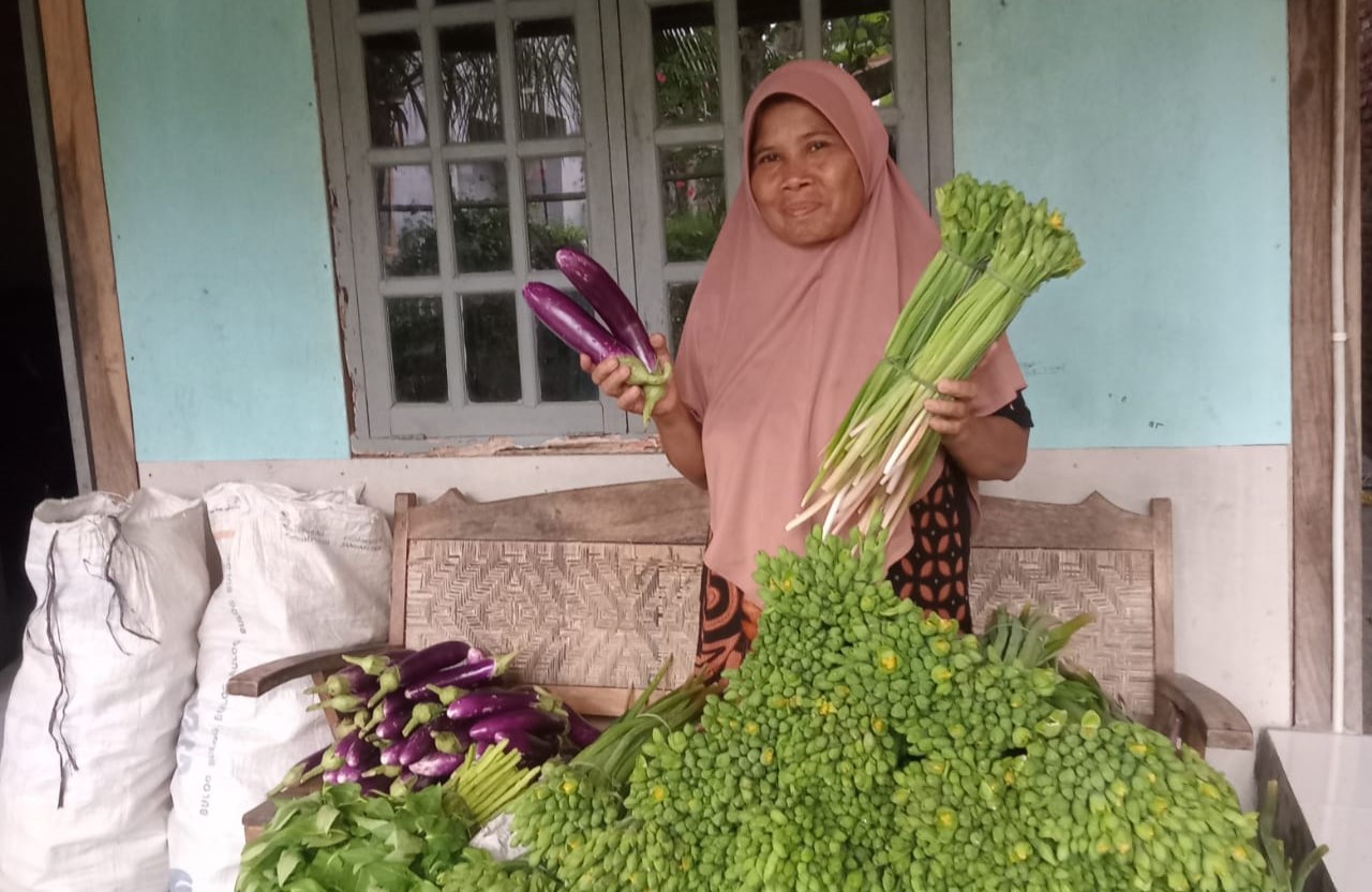 Ketua KWT Cahaya Gemilang Panen Terong dan Genjer, Dukung Program Sedekah Sayuran di Cilacap